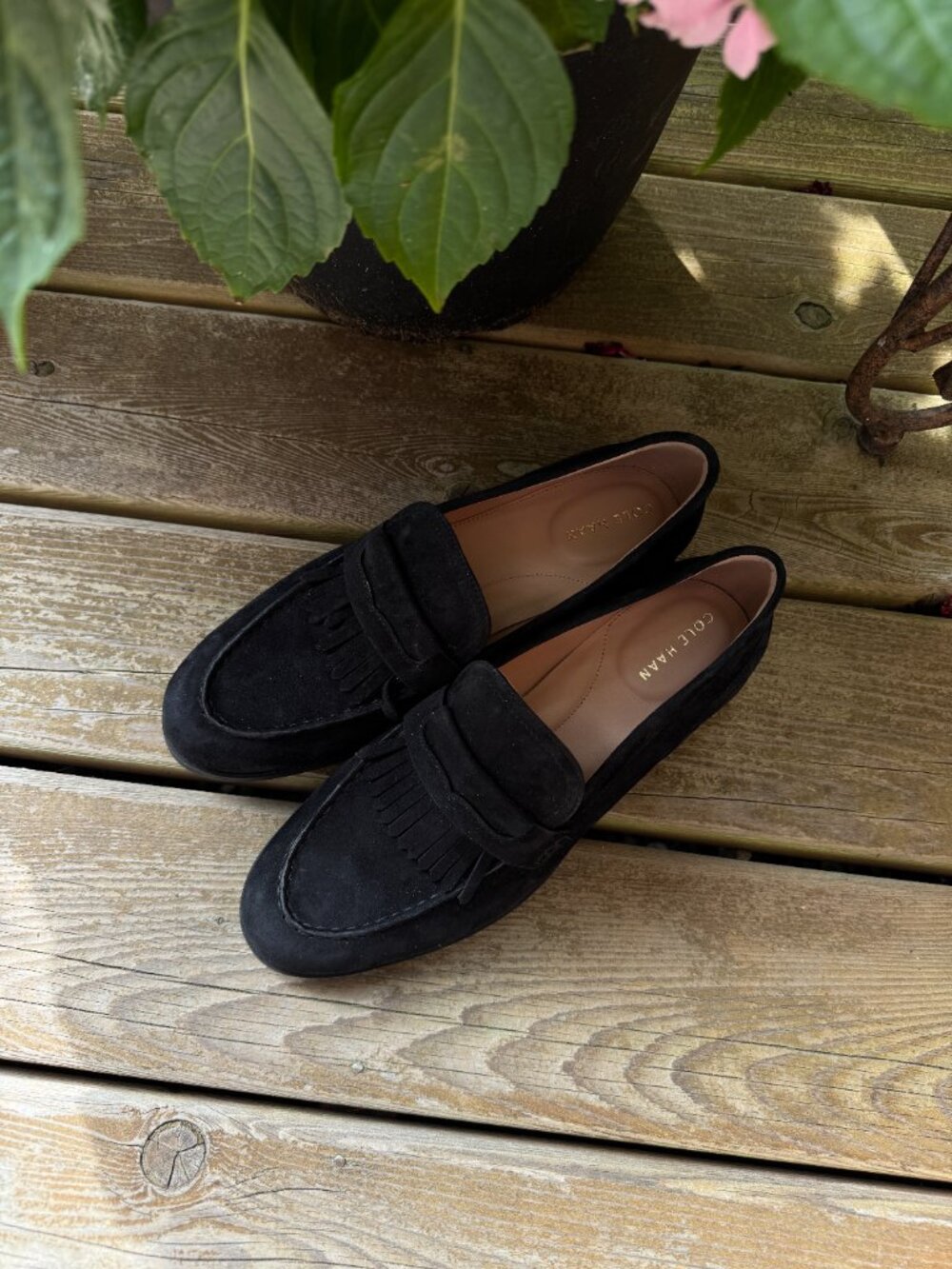 Cole Haan Black Nubuck Stassi Kiltie Fringe Slip On Loafer in Women's 10B - Picture 9 of 14
